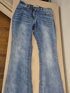 Love Soho Flare Jeans Size 11 Medium Wash Mid Rise Slight Flare Stretch Denim